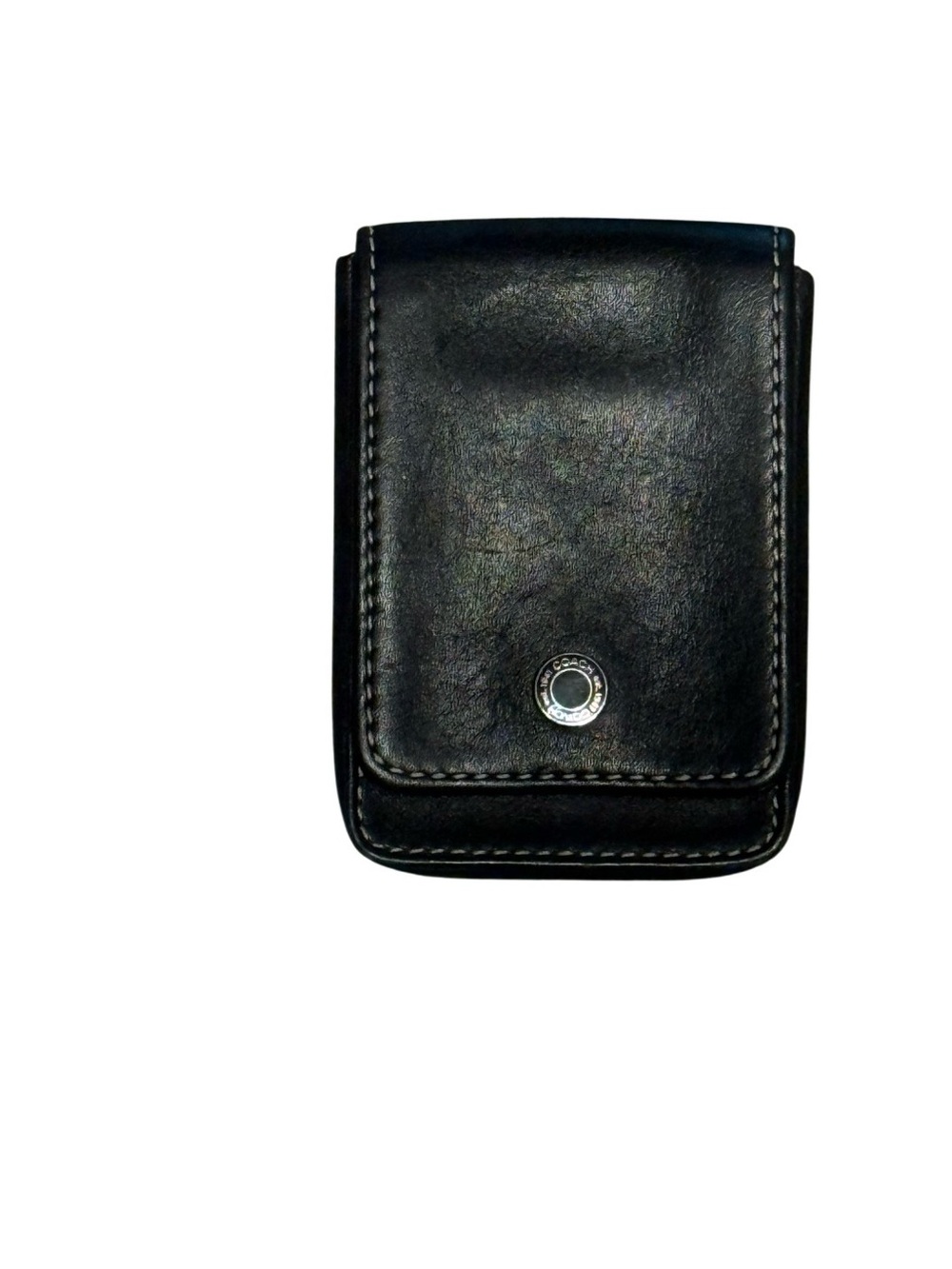 Coach Black Leather Snap Flap Credit Card Business Card Holder